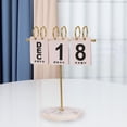 thumbnail image 5 of figatia Metal Desk Calendar Artwork Photography Props Wooden Base Tabletop Ornament Standing Calendar for Office Home Decoration Gift White Gold, 5 of 7