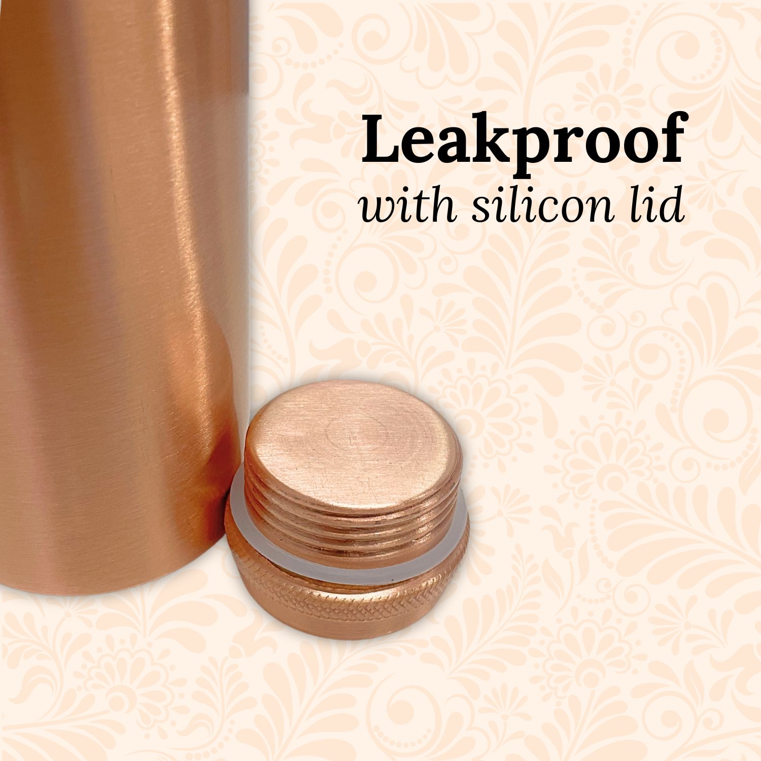 SuperGeneriX 34 oz Copper Water Bottle - Leakproof Travel Bottle (Copper Plain)