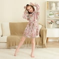 thumbnail image 3 of FORMRS Niños Bathrobe Unisex Hooded Robe Soft Plush Pajamas Sleepwear, Size 7-9T, Beige Gingerbread Houses, 3 of 7