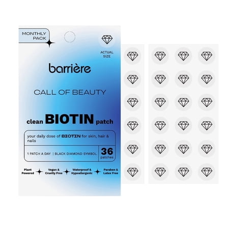Barriere Call Of Beauty Biotin Vitamin B9 Patch 36 Count in Black Diamond Symbol – Biotin Patch Supports Hair, Skin & Nails, Hypoallergenic & Vegan Vitamin Patch