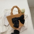 thumbnail image 1 of Xiao Hua Bolso de hombro tejido para mujer, bolso de mano y neceser, elegante bolso de playa de verano, 28 x 11 x 15 cm (caqui)., 1 of 5