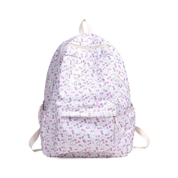 Aesthetic Floral School Backpack, Water Proof Backpack, Spacious Bookbag for Shopping Work College, Purple