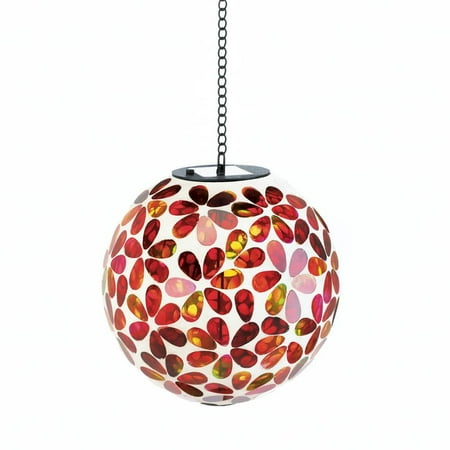 Mosaic Gazing Ball Solar Glass Garden Hanging Light