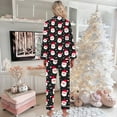 thumbnail image 5 of stretchy split short pajama sets for women 4-way flex sleep shorts Women's Christmas Santa Print Button Pocket Long Sleeve Trousers Home Pajama Set, 5 of 5