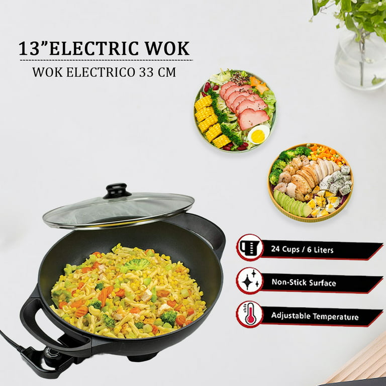 Nonstick Electric Skillet - with Vented Glass Lid (13-In, 6Qt) 
