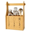 thumbnail image 1 of Organizador de Cubiertos de Madera con Asa 3 Compartimentos Porta Cuchillos Cucharas Tenedores para Cocina, 1 of 3