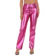 thumbnail image 5 of HDE Women's Metallic Faux Leather Pants High Waisted Trousers Hot Pink 10, 5 of 6