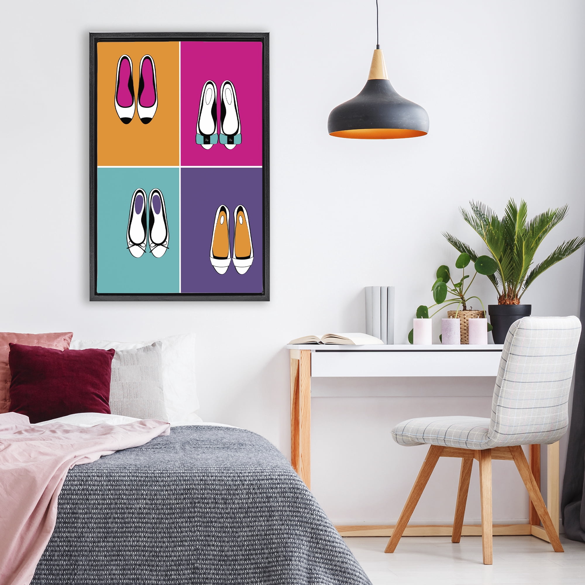 Stupell Industries Bold Pop Trendy Flats Black Framed Floater Canvas Wall Art, design by Martina Pavlova