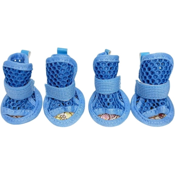4PCS Breathable Mesh Dog Beach Shoes, Nonslip Paw Protector Boots for Small Medium Dogs, Ideal for Hot Pavement & Summer Beach