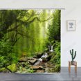 thumbnail image 3 of Nature Forest Landscape Shower Curtain Waterfall Trees Plants Tropical Jungle Scenery Bath Curtains Wall Hanging Bathroom r, 3 of 7