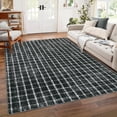 thumbnail image 2 of Nanan 5'x7' Modern Geometric Checkered Rug Washable Plaid Rug, Non-Slip Low Pile Carpet for Living Room Bedroom Home Office, Black, 2 of 7