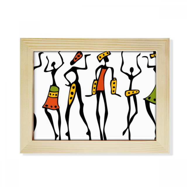 Primitivos aborígenes baile negro de África totems Escritorio de madera Arte Pintura 6x8 pulgadas marco de foto foto