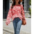 thumbnail image 2 of Suéter de mujer Prendas de punto de manga larga Cuello redondo Jersey de punto para el hogar al aire libre Rosa S, 2 of 8