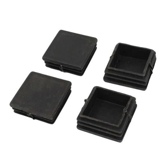 Unique Bargains 4 Pcs Antislip Plastic Square 45mm x 45mm Chair Foot Cover Table Furniture Leg Protector Balck