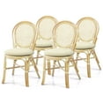 thumbnail image 3 of 5 Piece Rattan Wicker Dining Set Round Table Glass Top and 4 Denver Side Chairs with Cushions, Natural Color, 3 of 8
