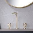 thumbnail image 4 of Two Handles Deck Mounted Bathroom Sink Faucet, Solid Brass Brushed Gold Lavatory Basin Faucet, 4 of 8