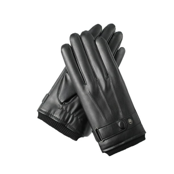 Minnieouse 1 par de guantes de cuero PU para ciclismo, guantes térmicos portátiles de repuesto para mantener el calor, hebilla de Metal para ciclismo, guantes y mitones Línea negra tipo 1 Minnieouse AP013035-02