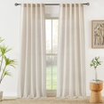thumbnail image 7 of Bohogeo Natural Linen Curtains Long Back Tab Semi Sheer Curtain Drapes, Elegant Casual Linen Textured Window Treatments Panels/Drapes 2 Panels, Beige, 40''x84'', 7 of 7