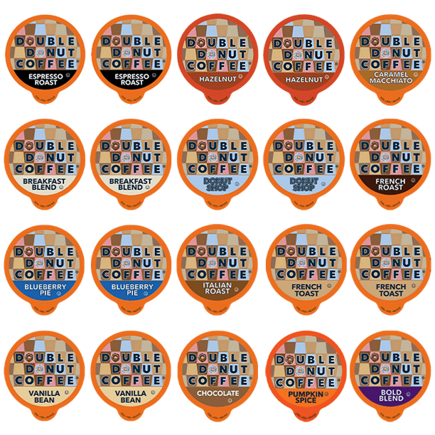 Double Donut Coffee Variety Pack, Including Flavored Coffee Pods, Donut