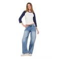 thumbnail image 2 of Forever 21 Women's Dark Blue Y2K Wide-Leg Denim, Minimal Tie Waist Detail for Everyday Casual Wear, Size 8, 2 of 6
