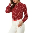 thumbnail image 4 of Allegra K Women's Polka Dots Button Down Puff Long Sleeve 1950s Vintage Shirt, 4 of 6