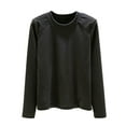 thumbnail image 2 of NJDVHB Undershirt pour Femmes, Hauts pour Femmes Tendance, Pyjamas en Flanelle Chemises de Nuit pour Femmes Hiver Chaud Manches Longues Unies Col Rond Blouses de Maison, Gris Foncé, TG, 2 of 4