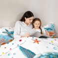 thumbnail image 4 of spefrowx Watercolor Sea Turtle King Bedding for Kids, Orange Reef Coral Starfish King Bed in a Bag, Polka Dot Reversible, 7 Pieces, 4 of 6