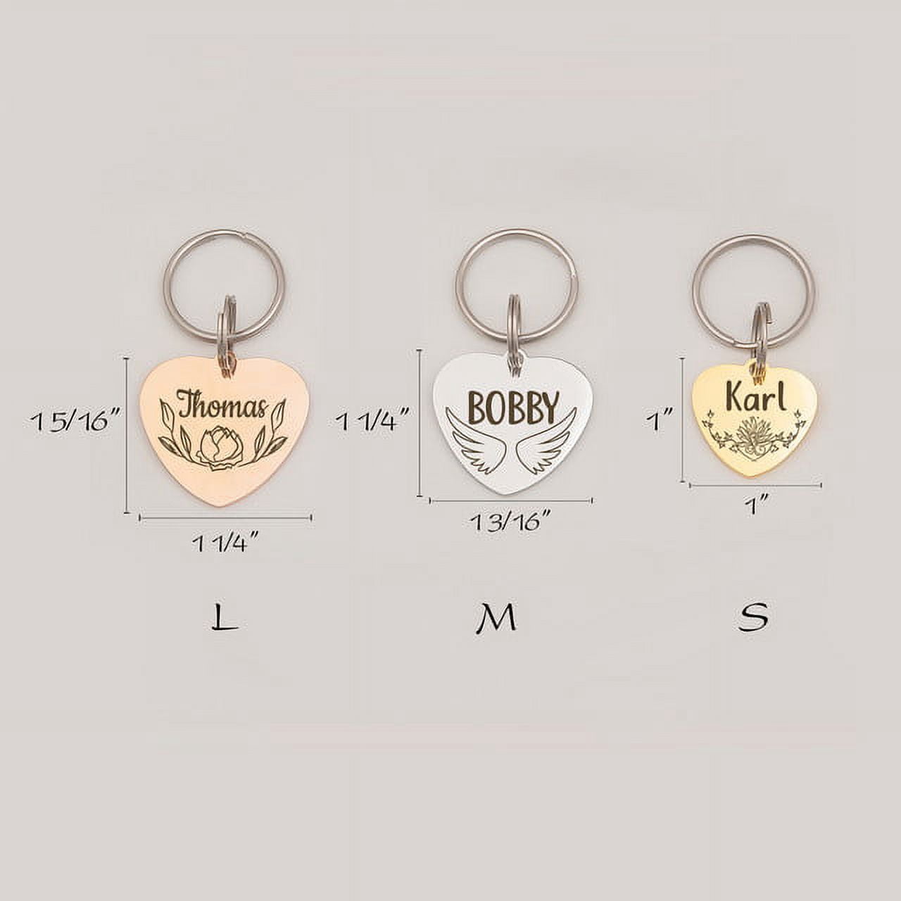 Anavia Stainless Steel Double Sided Heart Name - Frame Engraved Dog & Cat ID Tag, Silver, L