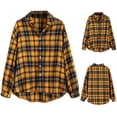thumbnail image 2 of LYXSSBYX Womens Shirts Long Sleeve Button Shirt Women's Yellow and Black Plaid Button Shirt Blouses, 2 of 6