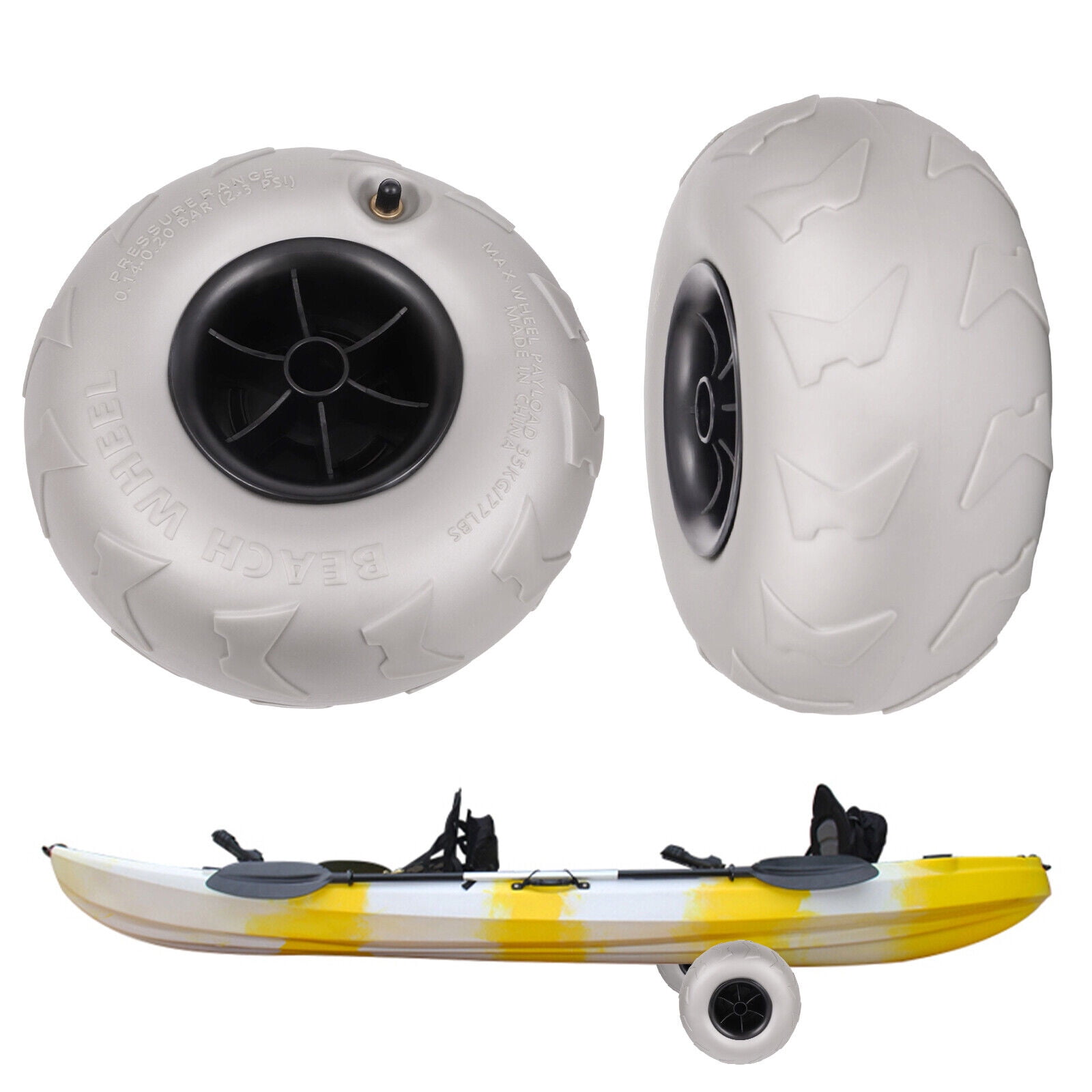 9in Beach Balloon Wheel,2 Pack Beach Cart Tires Replacement Big Sand Wheels,for Kayak, Canoe Cart and Buggy