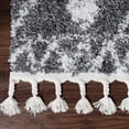 thumbnail image 4 of Diamond Lattice Plush Polypropylene Indoor Shag Area Rug with Fringe - 8' x 10’, Cream-Black, 4 of 10