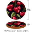 thumbnail image 3 of Cherry 6PCS Round Coasters Set, Microfiber Leather Drink Coasters 11x11 cm/4.3x4.3 in - Heat Mats for Home and Kitchen Use, 3 of 6