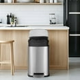 thumbnail image 6 of TLSUNNY 13.2 + 1.3 Gallon Kitchen Trash Can Combo, Stainless Steel Step Trash Can Set with Soft-Close Lid & Inner Bucket, for Home / Office, 6 of 9