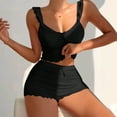 thumbnail image 2 of Tnhcen Women's Cami Sleep Set - High-Waisted Shorts | Casual Loungewear | Solid Color Ruffle Pajamas S-3XL​, 2 of 3