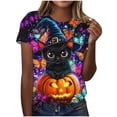 thumbnail image 5 of Haivin Halloween Printed Short Sleeve T-shirt for Women, Fun Graphic Design with Round Neck, Casual Comfort Fit for Halloween Festivities and Everyday Outfits, 5 of 5