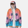 thumbnail image 2 of Yiaed Beach with Palm Trees Print Sun Shirts UPF 50+ Protection Hoodie Rash Guard Shirt UV Shirt Long Sleeve Fishing Outdoor Lightweightase-Medium, 2 of 5