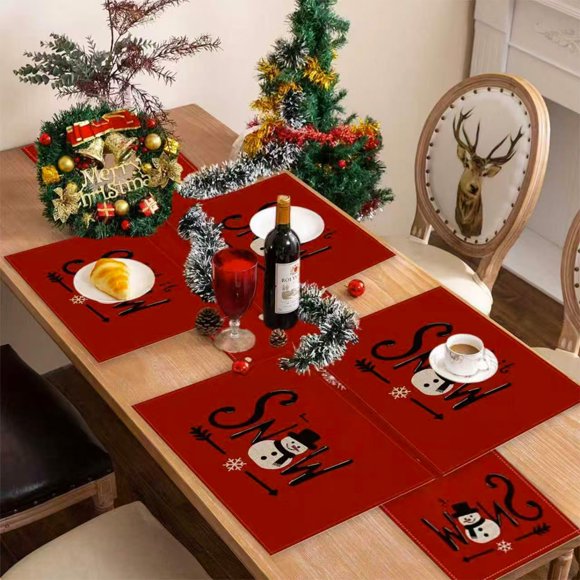 CREATITOY Christmas Placemat Table Runner Set - Festive Patterned Table Linens for Holiday DiningFamily Meals Christmas Table Decor