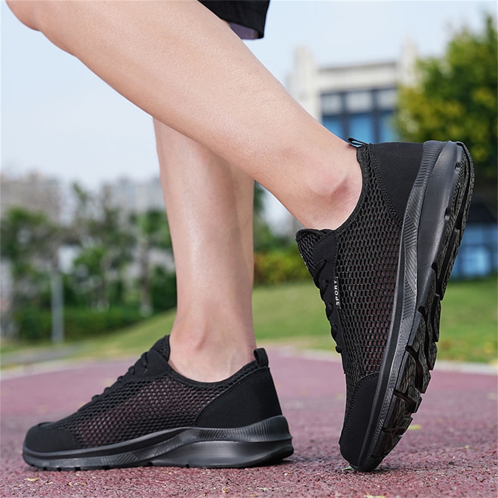 Yindaity Trail Running Shoes Men Men's Non Slip Shoes, Lightweight Mens Work Shoes Sneakers Soccer Shoes Men(Black,8)