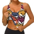 thumbnail image 3 of Fotbe Fox Face Sujetador Deportivo Largo sin Aros para Mujer con Almohadillas y Soporte Medio, Transpirable y Absorbente, Camiseta Tipo Chaleco o Tank Top-XX-Large, 3 of 8