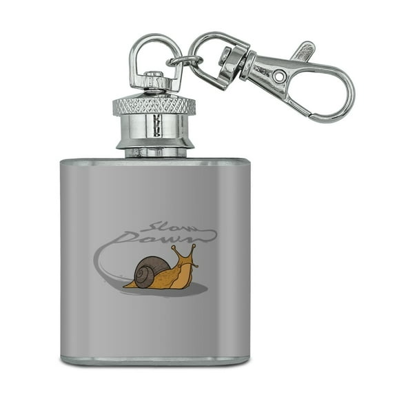 Snail Trail Slow Down Stainless Steel 1oz Mini Flask Key Chain