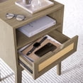 thumbnail image 3 of BELLEZE End Table with Rattan Drawer, 2-Tier Nightstand with Open Shelf, Boho Style Side Table for Bedroom, Living Room, Office - Carl(Nature), 3 of 7