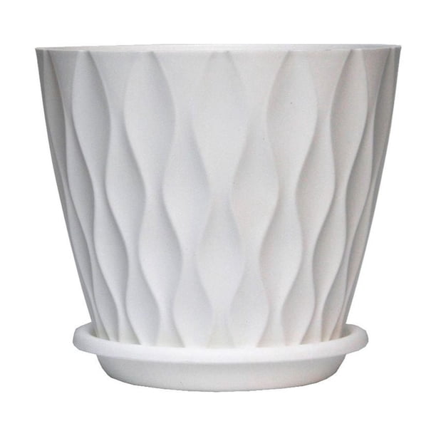 Zhuge Soporte para macetas de plástico de resina de 2 piezas, soporte para macetas nórdico simple blanco grueso grande verde maceta 15 * 13,5 cm