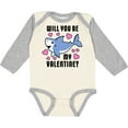 thumbnail image 3 of Inktastic Will you be my Valentine with Cute Shark and Hearts Boys or Girls Long Sleeve Baby Bodysuit, 3 of 5