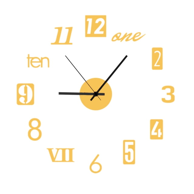 Wall Clock Sticker Set with Acrylic Mirror Face and Quartz Movement for Living Room Decor 40 cm Diameter