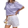 thumbnail image 3 of Womens Oversized Crop Tops Workout Short Sleeve T Shirts Summer Casual Loose Fit Basic Tee Shirts with Pockets, 3 of 5