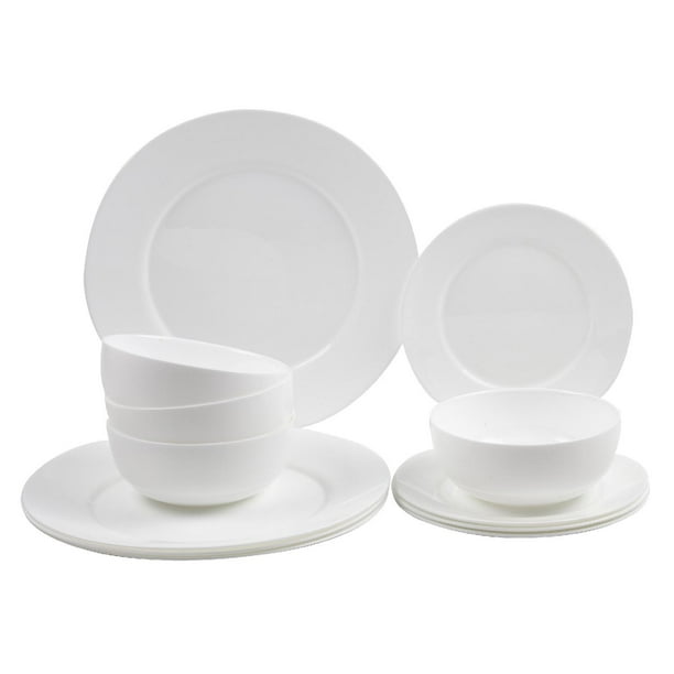 Vajilla Opal 12 Piezas Moderna Blanca Redonda 4 Personas blanco ColorHome CHOPAL12R Walmart en linea