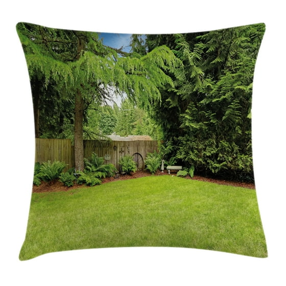 Farm House Decor Throw Pillow Cushion Cover Backyard Area Shadow Under Pine Trees Featured Rustic Farm House Decor Throw Pillow Cushion Cover Backyard Area Shadow Under Pine Trees Featured Rustic