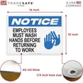 thumbnail image 3 of TRADESAFE Employees Must Wash Hands Sign, Wall Signs, 14” x 10”, 40 Mil Aluminum Signs For Business, 3 of 8