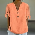 thumbnail image 3 of Zpanxa Womens Summer Tops, Women's Printed Tie-Front T-Shirt V-Neck Short Sleeve Button Down Casual Loose Fit Summer Top Non Positioning Design Fashion, 3 of 8