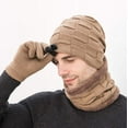 thumbnail image 3 of 3 Pieces Winter Warm Hat Scarf Glove Set Knit Thick Beanie Scarves Cap for Men, 3 of 9